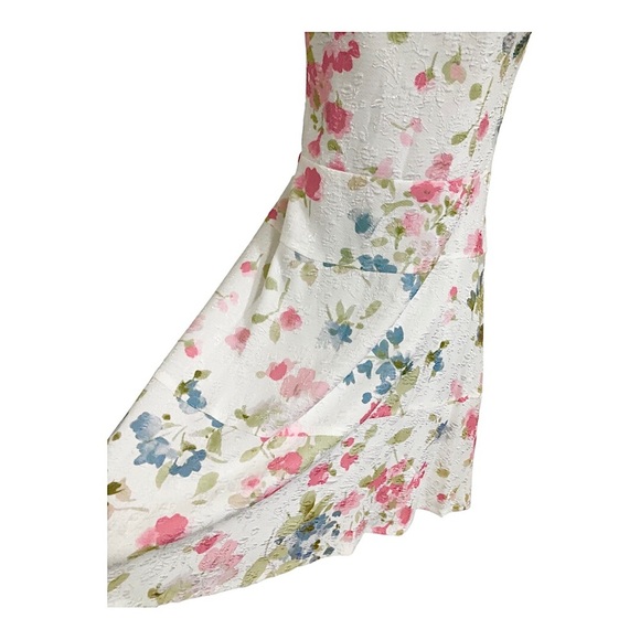 Karl Lagerfeld white jacquard print floral pink green rose fit & flare dress sz8 - Picture 8 of 14